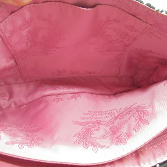 My Flat in London "Colette” Hand Bag w/Bow Black & White Chevron Tweed #H62153 - Picture 5 of 9